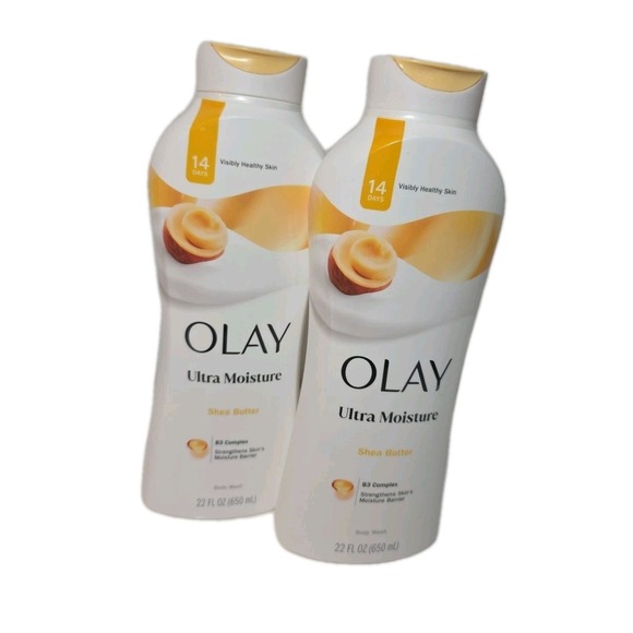 Olay Ultra Moisture Shea‎ Butter Body Wash 22 oz Vitamin B3 Hydrating Lot of 2 - Picture 2 of 3
